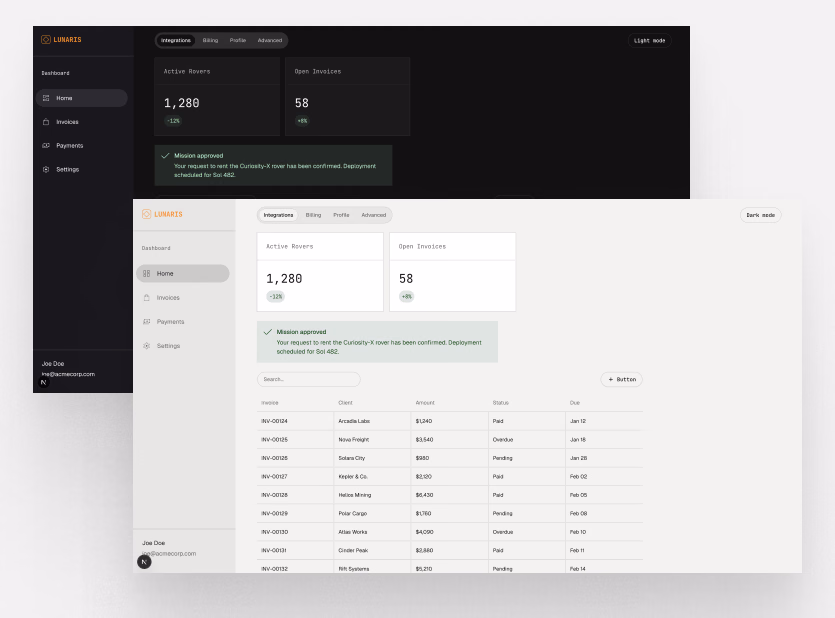 AI was used to build and refine design tokens and themes (including spacing and light/dark behavior), improving consistency and reducing manual styling decisions.