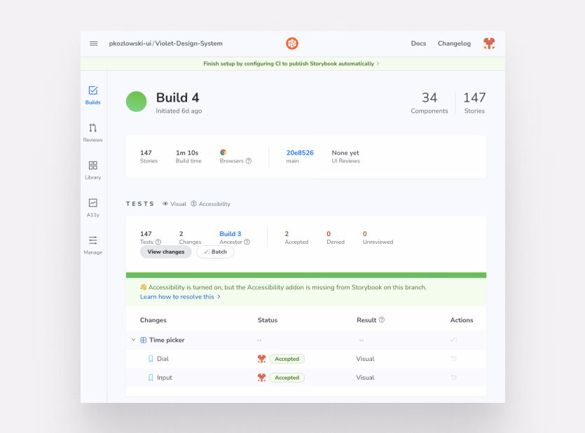 Implementing Chromatic to ensure the design system's stability through automated visual testing and seamless Storybook documentation versioning